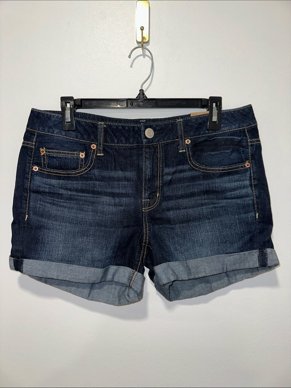 AE 10 BOY MIDI Dark Wash Mid Rise Cuffed Denim Shorts